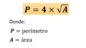 fórmula del perímetro del cuadrado conociendo su área