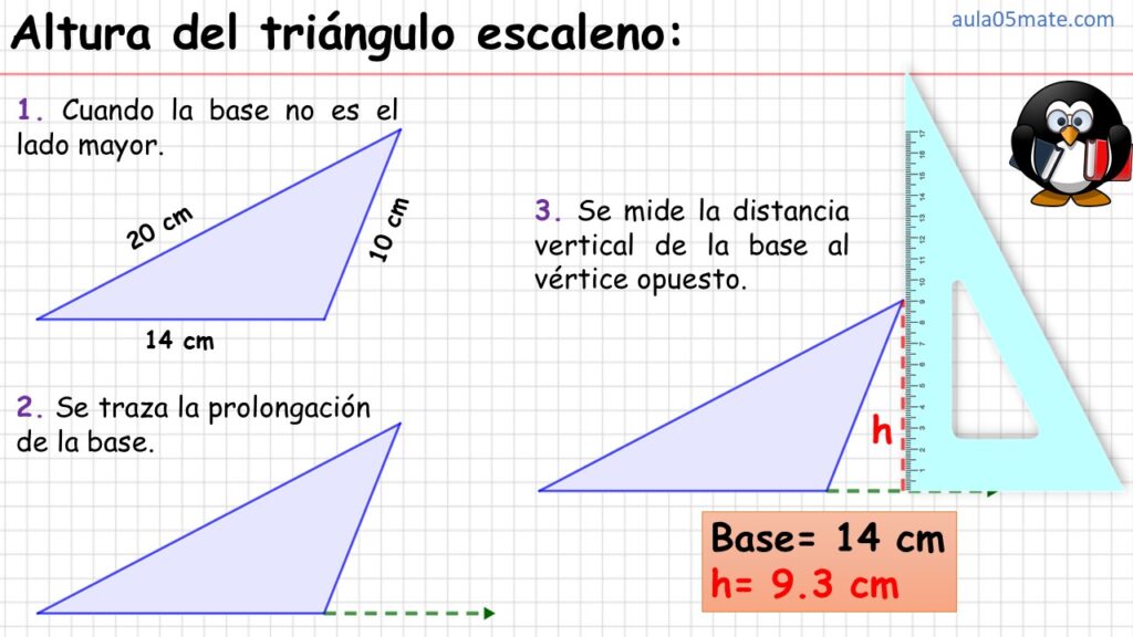 altura del triángulo escaleno obtusángulo